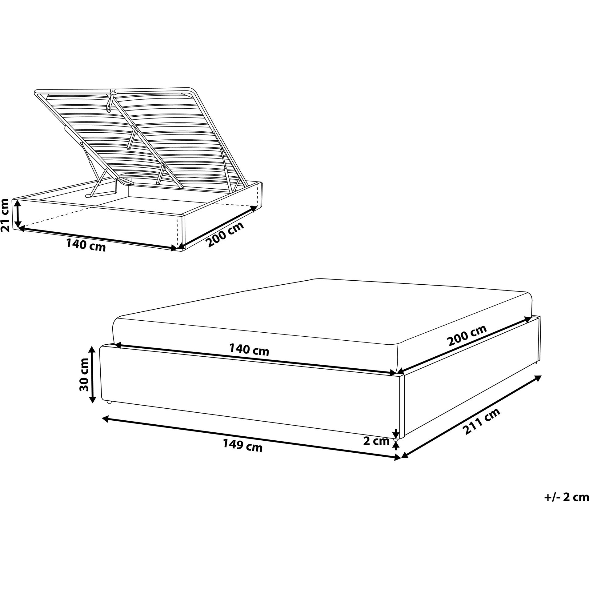 Thumbnail - Beliani, Bett, Dinan (140 x 200 cm)