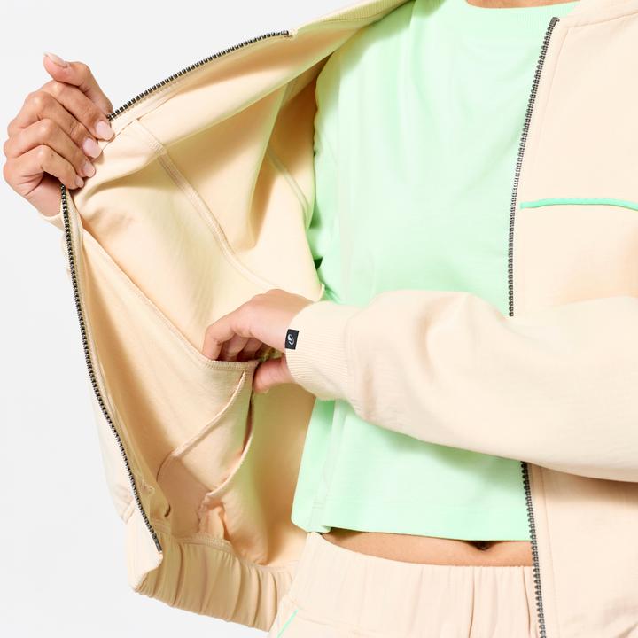 Produktbild Domyos Bomberjacke mit Reissverschluss Damen beige mit grün (M)