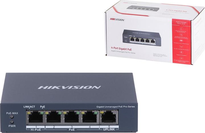 Produktbild Hikvision DS-3E0505HP-E Netzwerk-Switch Unmanaged Gigabit Ethernet (10/100/1000) Power over Ethernet (PoE) (5 Ports)