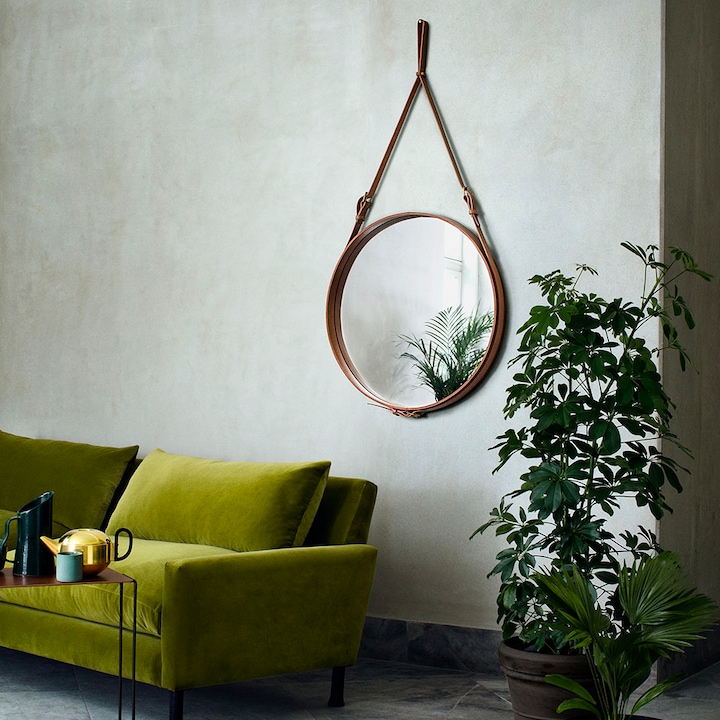 Produktbild Gubi Adnet Wall Mirror Circular Ø70 Black Leather
