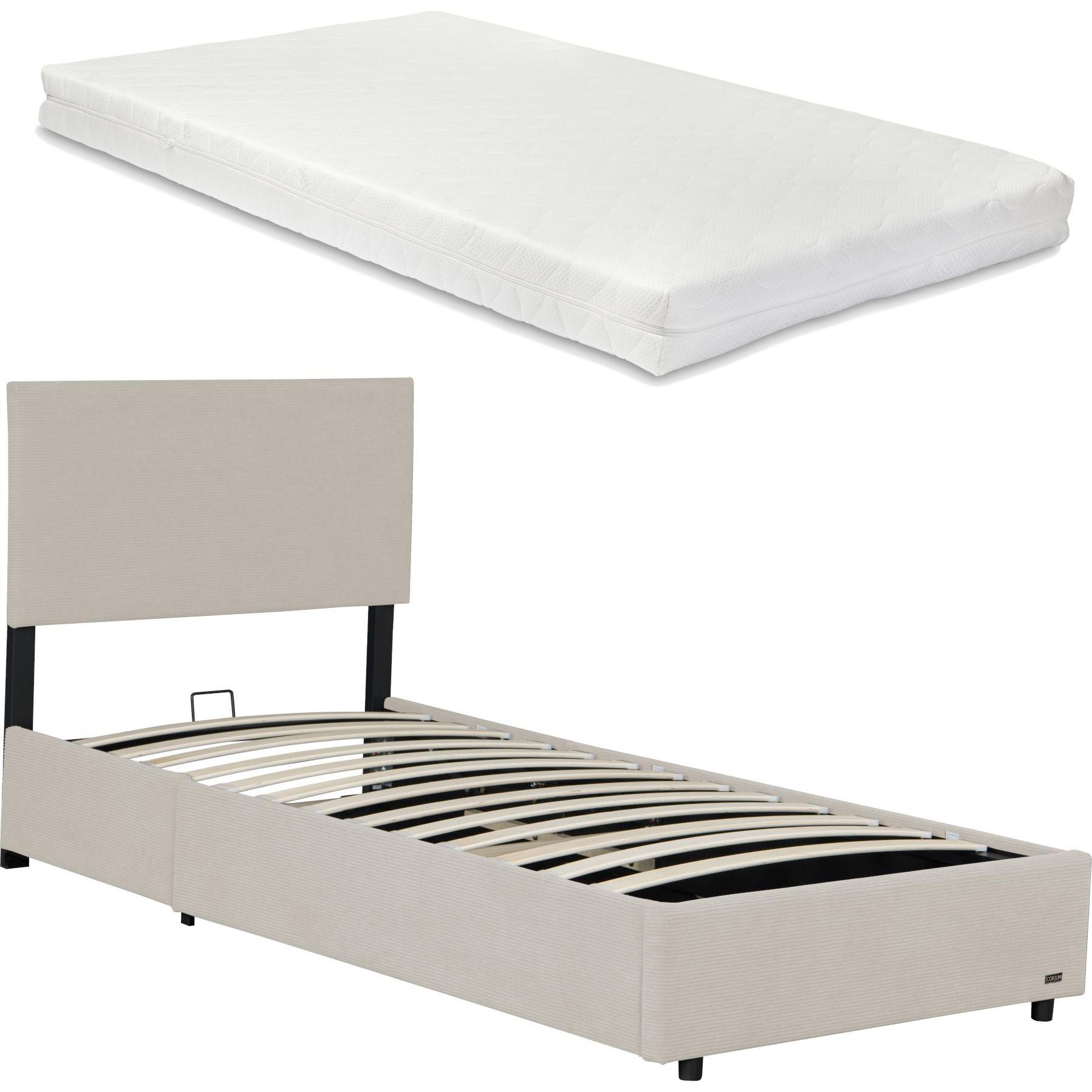 Thumbnail - Corium, Bett, Polsterbett Juva mit Matratze und Bettkasten 90x200 cm Beige (90 x 200 cm)