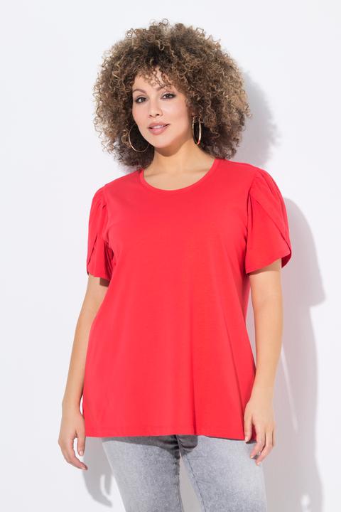 Immagine prodotto Ulla Popken T-shirt dal taglio svasato con effetto a più strati, scollo a girocollo e mezze maniche (50, 52)