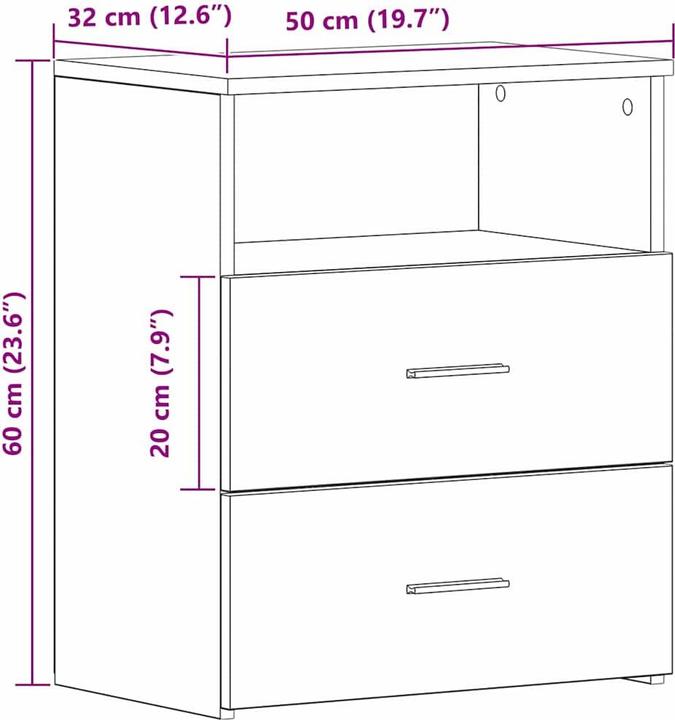 Actual product image vidaXL Bedside table (50 x 32 x 60 cm)