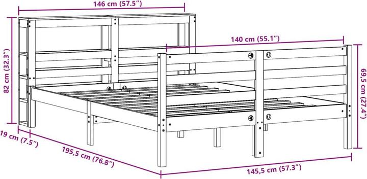 Produktbild vidaXL Bettrahmen (140 x 190 cm)