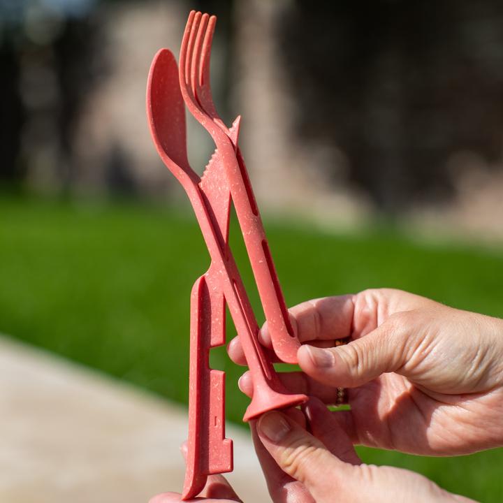 Immagine prodotto Koziol Set di posate per andare Klikk Pocket 3 pezzi, rosso (3 Pezzo/i, Set di posate)