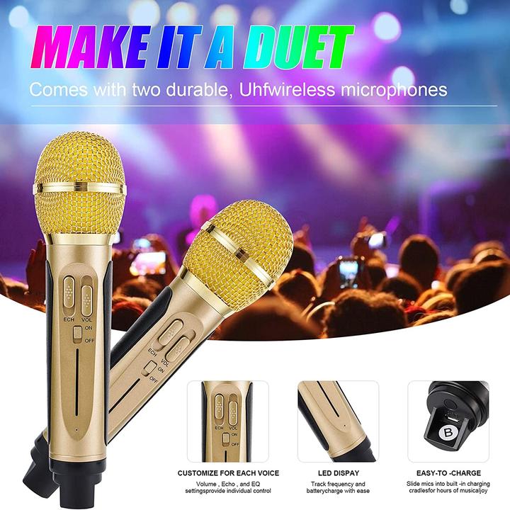 Produktbild Rubehoow Karaoke-Maschine, Gold-LED