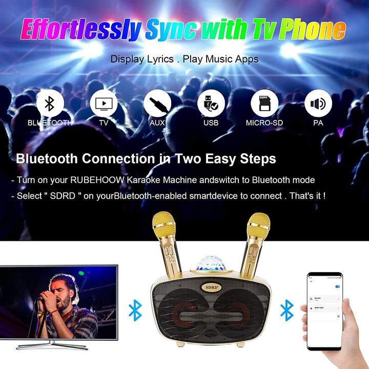 Produktbild Rubehoow Karaoke-Maschine, Gold-LED