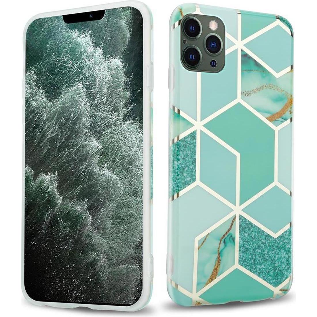 Cadorabo IMD TPU Bunter Marmor Cover (Apple iPhone 12 Pro Max), Smartphone Hülle, Grün