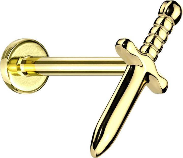 Produktbild Star Piercing Micro Labret Innengewinde vergoldet Dolch vergoldet (Titan G23, ohne Messing)