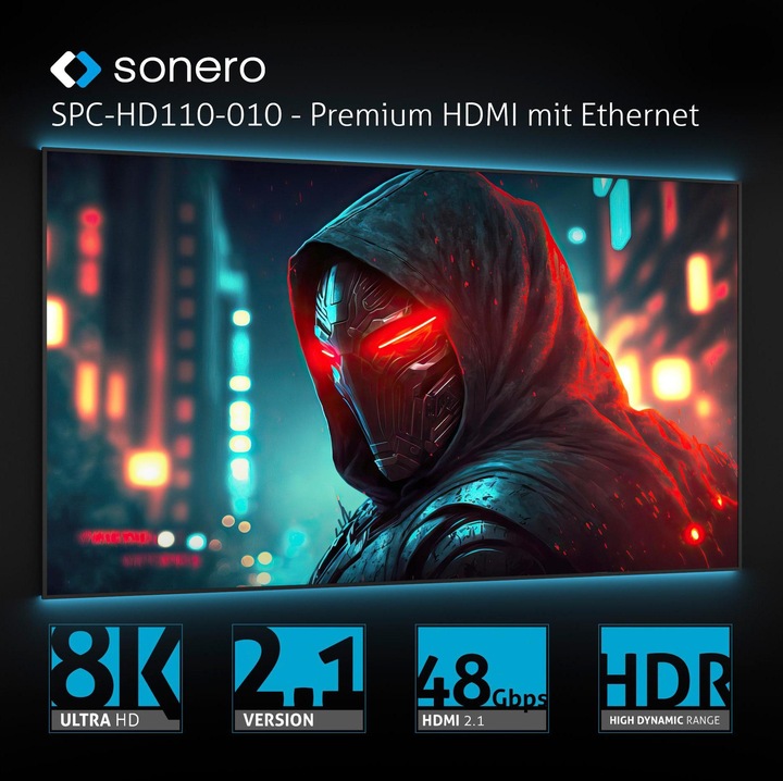 Produktbild Sonero HDMI-Kabel, 8K60, grau/blau, 2 m (2 m, HDMI)