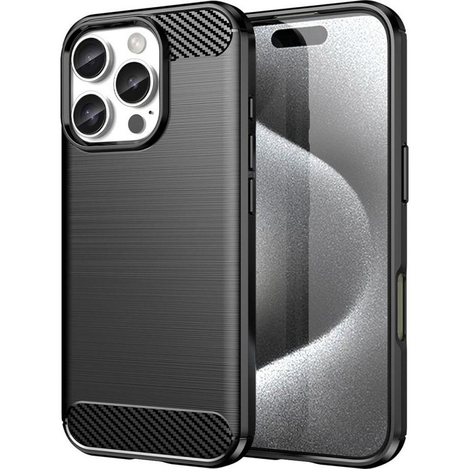 Hurtel Carbon Case for iPhone 16 Pro - Black (Apple iPhone 16 Pro), Smartphone Hülle, Schwarz