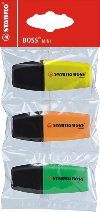 Produktbild STABILO BOSS MINI Textmarker (Gelb, Grün, Orange, 2 mm, 3 x)