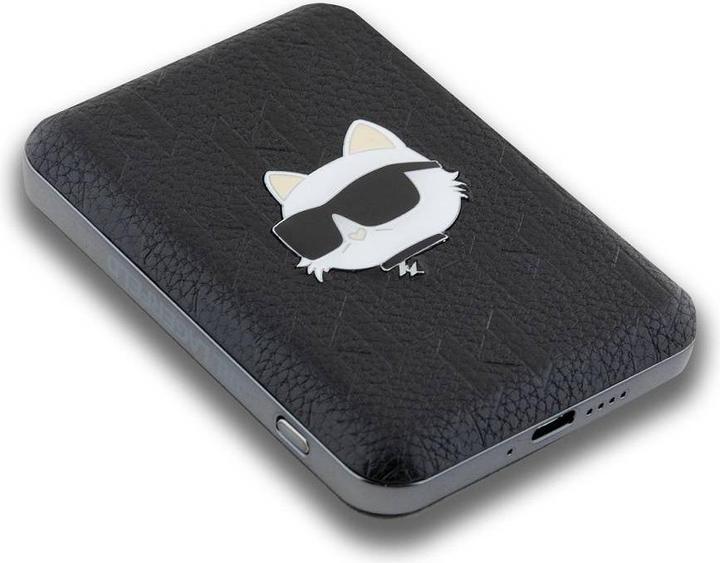 Actual product image Karl Lagerfeld Powerbank indukcyjny KLPB5FPGKSCHHK 15W 5000mAh czarny/black Choupette Head Pin MagSa (5000 mAh, 15 W)