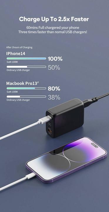 Immagine prodotto Voltcraft UC-3C1A100W02 USB-Ladegerät 100 W Innenbereich USB-C®, USB-A Anzahl A (100 W, 4 porte)