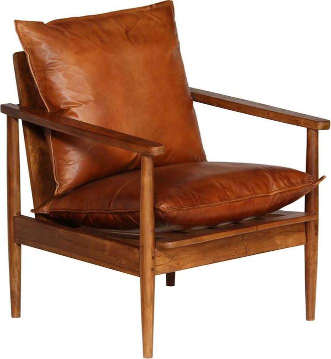 Produktbild vidaXL Sessel Schwarz Echtleder und Massivholz Akazie,Farbe