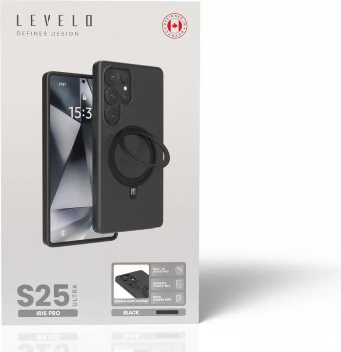 Actual product image Levelo Iris Pro Magsafe Liquid Silicone Case For Samsung S25 Ultra - Black (Samsung Galaxy S25 Ultra)