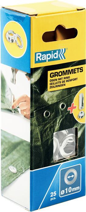 Produktbild Rapid Ösen mit Ring 10x21mm 25 Stück + Einschlagwerkzeug