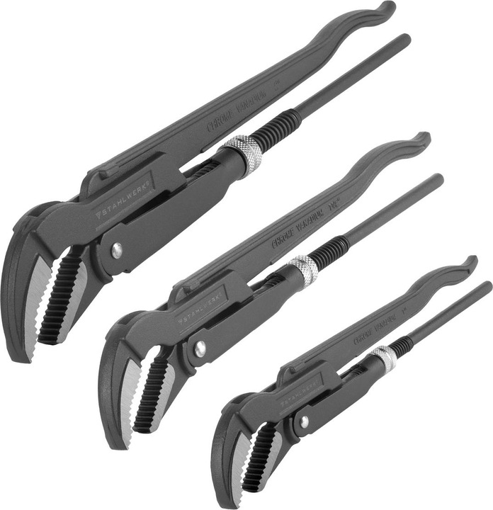 Produktbild Stahlwerk Rohrzangen 3er Set 1, 1,5, 2 Zoll Chrom-Vanadium Wasserpumpenzangen (535 mm)