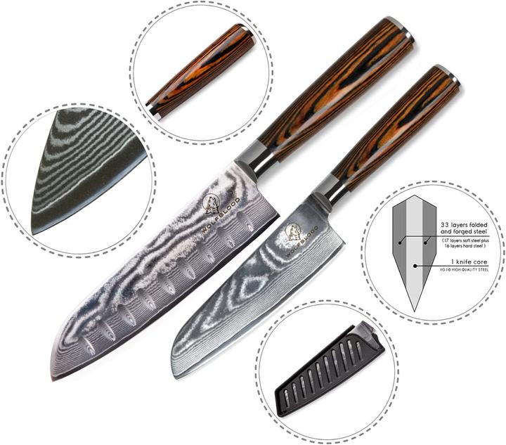Actual product image Wolfblood Damascus knife set (17 cm)