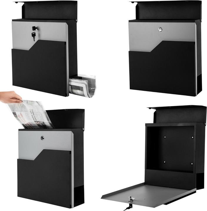 Actual product image Arebos Design wall letterbox with newspaper compartment