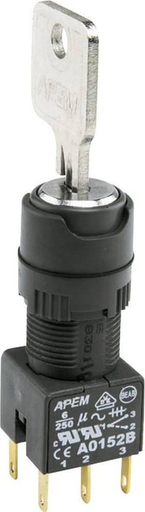 APEM Keylock switch,A01, round op 2 pos