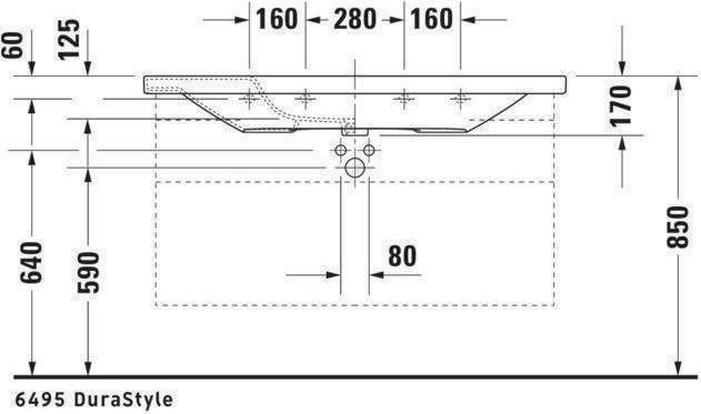 Image du produit Duravit Lavabo pour meuble DURASTYLE avec lavabo HLB 1200x480mm 1 robinetterie blanc WG (480 mm, 1200 mm)