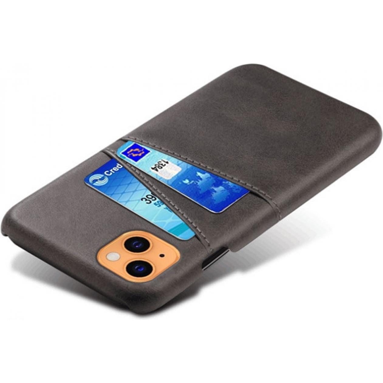 Screenguard Apple iPhone 13 CardCaddy Leder Backcase mit Kartenfächern (Apple iPhone 13), Smartphone Hülle, Schwarz