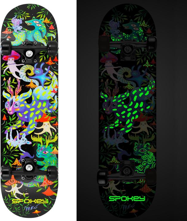 Actual product image Spokey Skateboard mit leuchtenden Ollie-Grafiken (30.98")