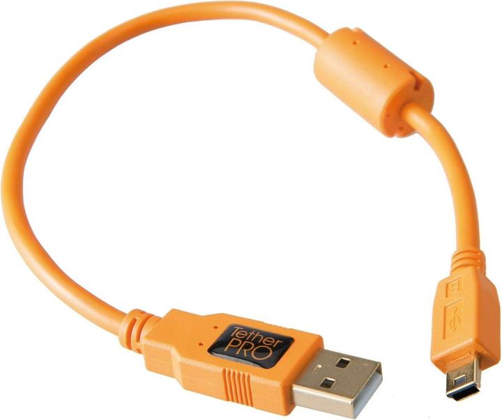 Image du produit Tether Tools TetherPro USB A 2.0 / Mini-USB 5-Pin 30 cm, Orange (0.30 m, USB 2.0)