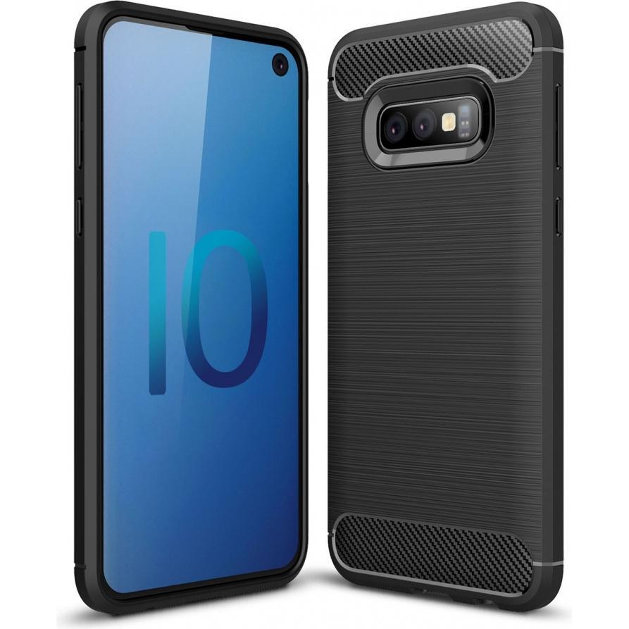 Screenguard Samsung Galaxy S10e Hülle Carbon Brushed Soft TPU (Samsung Galaxy S10e), Smartphone Hülle, Schwarz