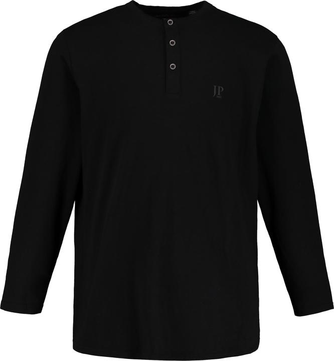 Actual product image JP1880 Henley, Basic, Top, Long-sleeve, Button placket, Up to 8XL (XXL)