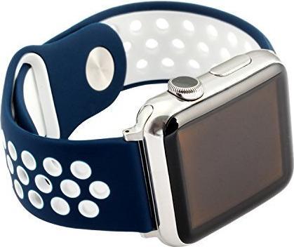 Immagine prodotto Hermex Apple Watch 44mm / 42mm S / M Silicone Sport Strap Cinturino Morbido BLU BIANCO (44 mm, 42 mm, Silicone)