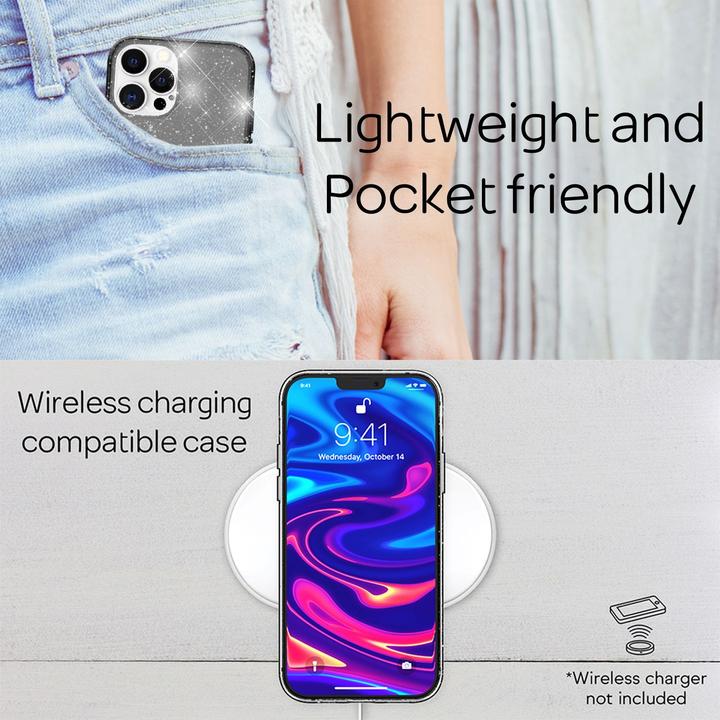 Actual product image Nalia Clear glitter silicone cover (Apple iPhone 13 Pro Max)
