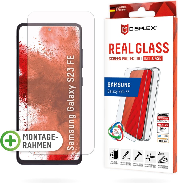 Actual product image Displex Real Glass, 2D Panzerglas + Handyhülle (1 Piece, Samsung Galaxy S23 FE)