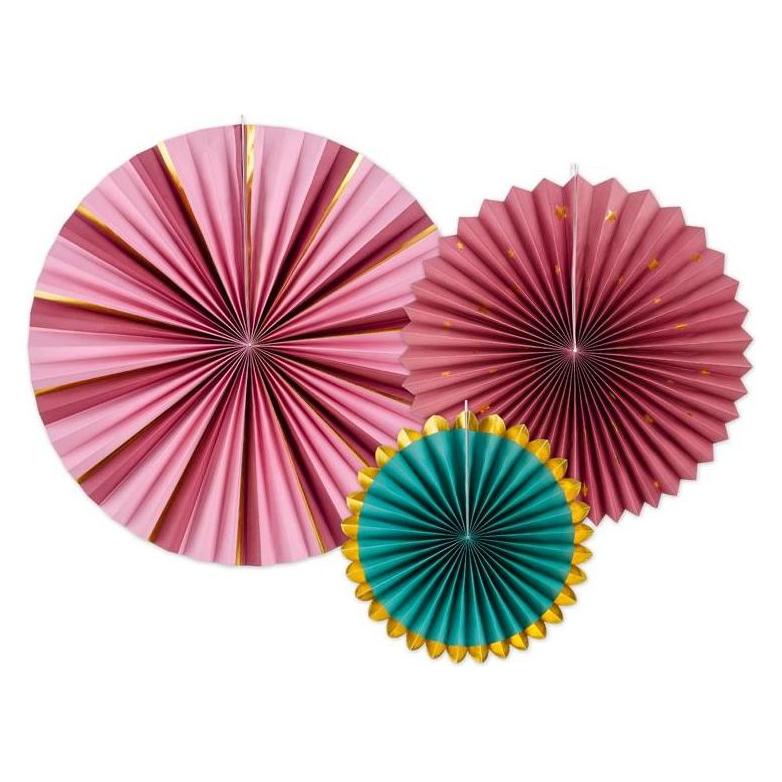 Partydeco Decoratieve Rozetten, Bordeaux, 26-43 Cm (1 Pkt / 3 St.) (3 Pcs.)