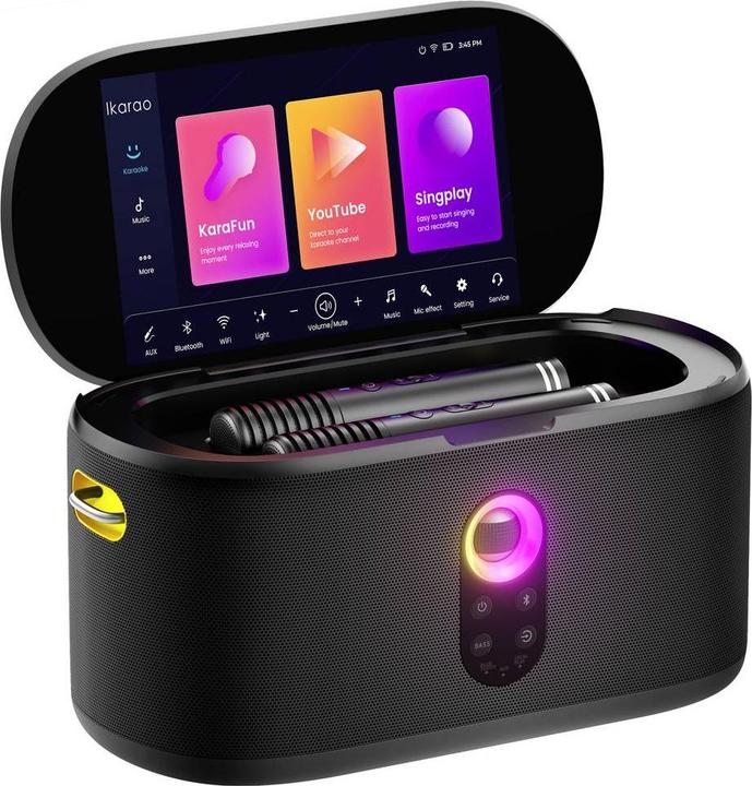 Actual product image Ikarao Karaoke box Shell S1 10" screen 2 microphones, 180W