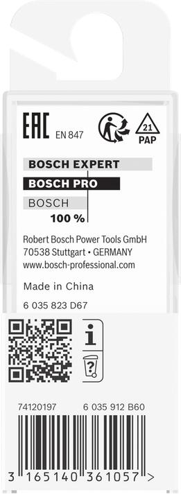 Image du produit Bosch Professional Zubehör Fraise à affleurer pour stratifié, 1/4 de pouce, D1 6,35 mm, L 16,2 mm, G 54 mm