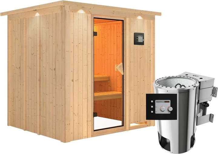 Actual product image Karibu Daria with roof wreath (Plug & Play 3,6 KW - Bio external control)
