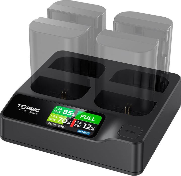 Immagine prodotto Accsoon Toprig 100W 4-Bay LP-E6 Fast Charger (BC03) (Caricabatterie per fotocamere)