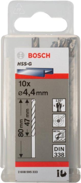 Produktbild Bosch Professional Zubehör PRO Metal HSS-G Spiralbohrer, 4,4 x 47 x 80 mm (4.4 mm)