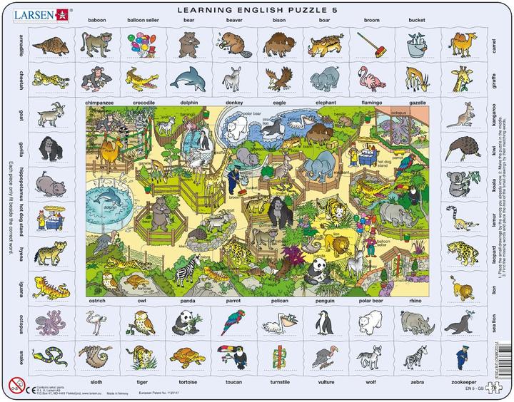 Produktbild Larsen Puzzle - Learning English (5) at the Zoo (70 Teile)