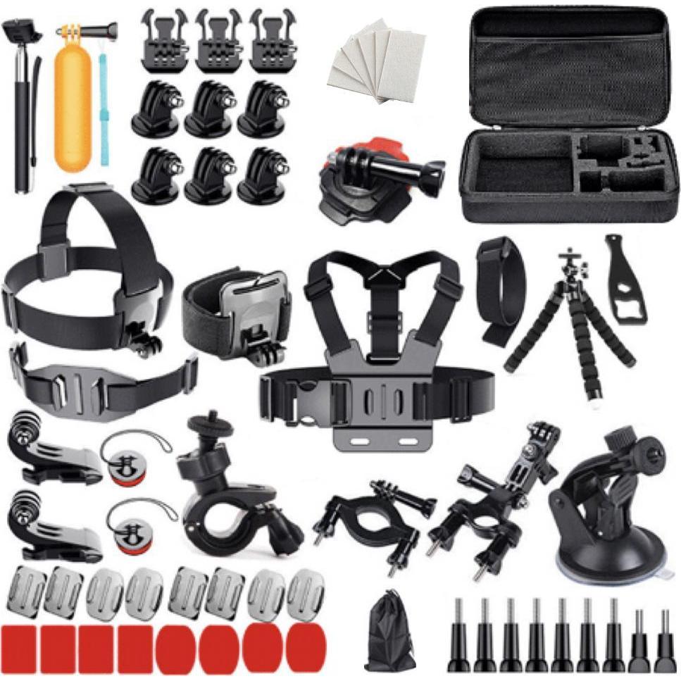 Hurtel Set di accessori universali 63 in 1 per videocamere sportive GoPro, DJI, Insta360, SJCam, Eken, Accessori action cam, Multicolore