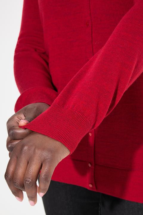 Produktbild Ulla Popken Strickjacke, edle Merinowolle, V-Ausschnitt, Knopfleiste (56)