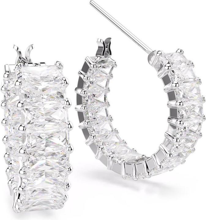 Actual product image Swarovski Matrix Kreolen Baguette Schliff Weiss Rhodiniert (Swarovski Metal)