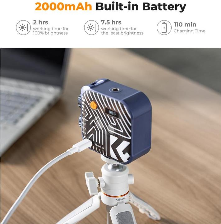 Actual product image K&F Concept Dual Color Temperature LED Video Ligtht, Built-in 2000mA battery (Blue) (Video light)