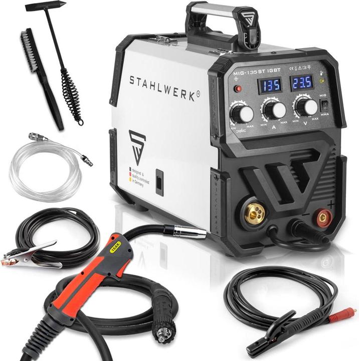 Image du produit Stahlwerk Machine à souder MIG MAG 135 ST IGBT à gaz inerte avec 135 ampères avec main électrique