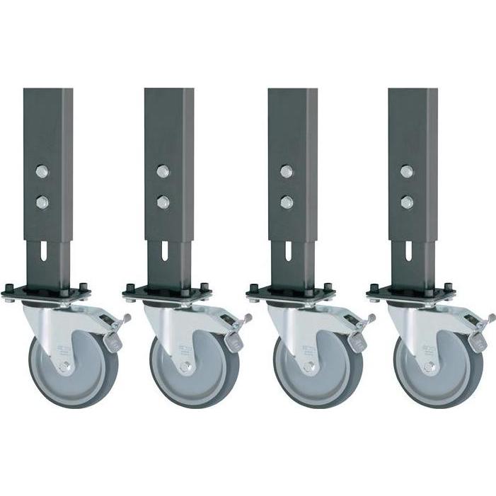 RAU, Möbelrollen, Rollensatz 4 Lenkrollen mit Feststeller Rollen-Ø 125 mm für Werktische Höhe 760-1080 mm