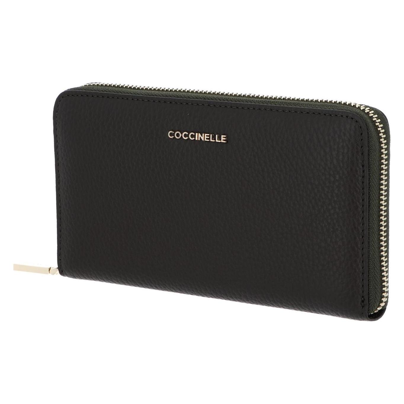 Coccinelle, Damen, Portemonnaie, Metallic Soft Zip Wallet Grainy Leather, Braun