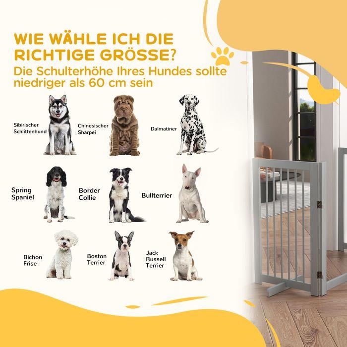 Image du produit Swisshandel24 Absperrgitter Hunde 91 cm Schutzgitter aus Holz Hundegitter mit Tür faltbar
