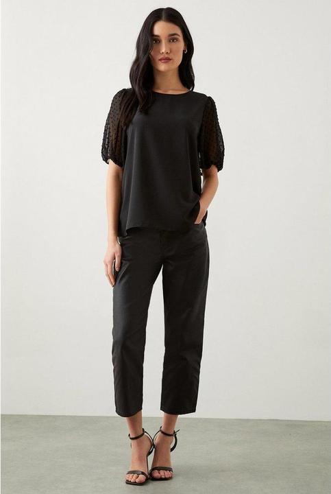 Actual product image Dorothy Perkins Dobby polka dot chiffon contrast sleeve blouse (44)